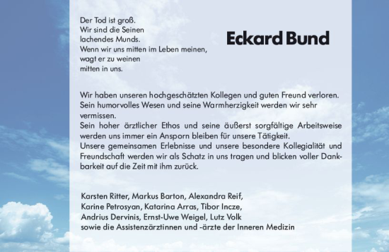 Traueranzeige von Eckard Bund von Odenwälder Echo
