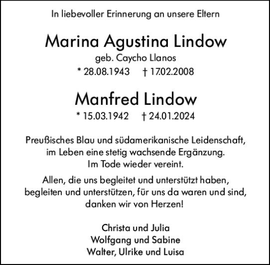 Traueranzeige von Marina Agustina Lindow von Groß-Gerauer Echo