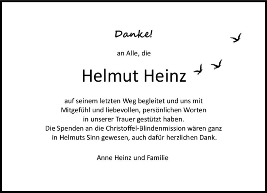 Traueranzeige von Helmut Heinz von Allgemeine Zeitung Mainz