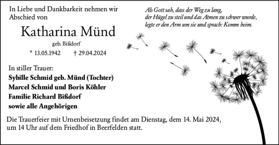 Traueranzeige von Katharina Münd von Odenwälder Echo