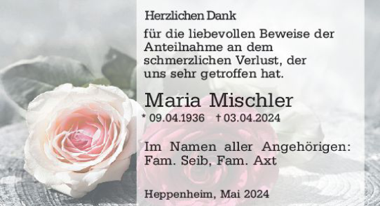 Traueranzeige von Maria Mischler von Starkenburger Echo