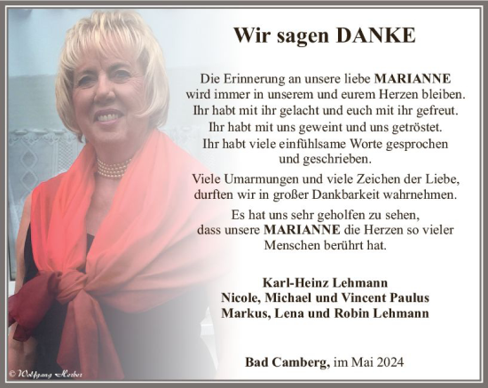 Traueranzeige von Marianne  von Camberger Anzeiger