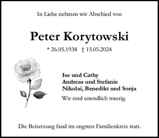 Traueranzeige von Peter Korytowski von Darmstädter Echo