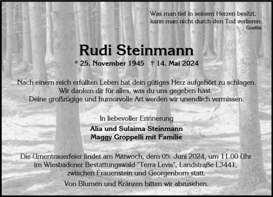 Traueranzeige von Rudi Steinmarin von Wiesbadener Kurier