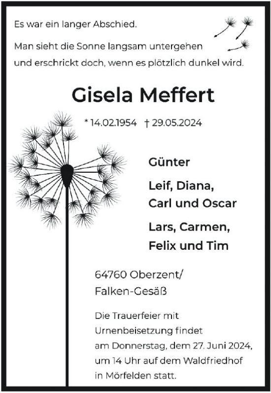 Traueranzeige von Gisela Meffert von Odenwälder Echo