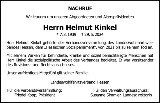 Traueranzeige von Helmut Kinkel von Groß-Gerauer Echo