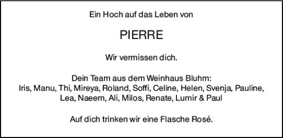 Traueranzeige von Pierre  von Allgemeine Zeitung Mainz