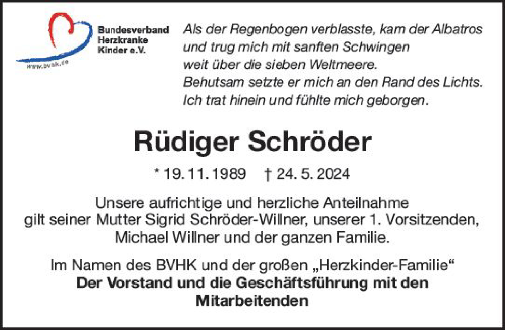  Traueranzeige für Rüdiger Schröder vom 08.06.2024 aus Allgemeine Zeitung Mainz