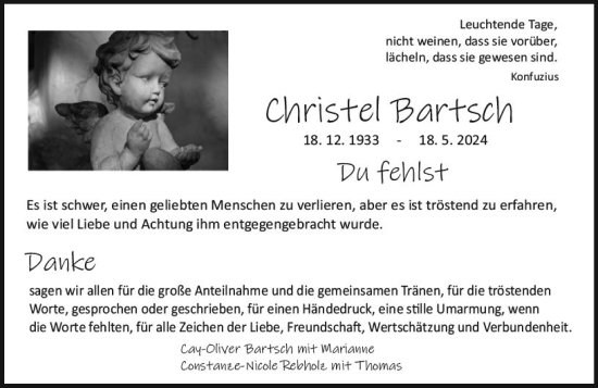 Traueranzeige von Christel Bartsch von Darmstädter Echo