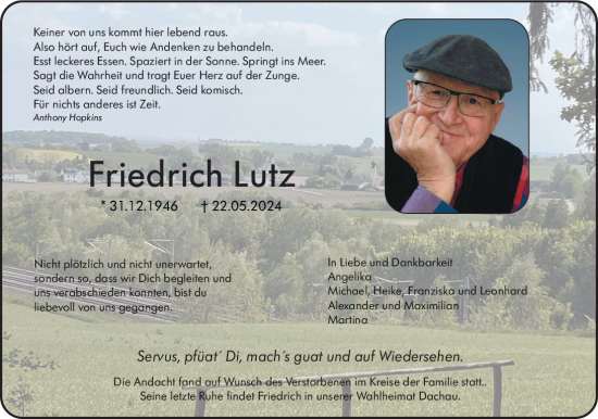 Traueranzeige von Friedrich Lutz von Groß-Gerauer Echo