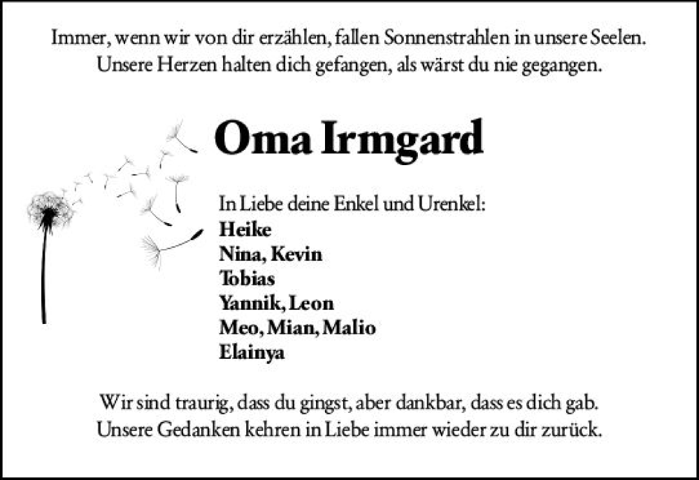  Traueranzeige für Irmgard Kalisch vom 20.07.2024 aus Rüsselsheimer Echo
