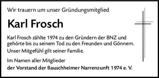 Traueranzeige von Karl Frosch von Rüsselsheimer Echo