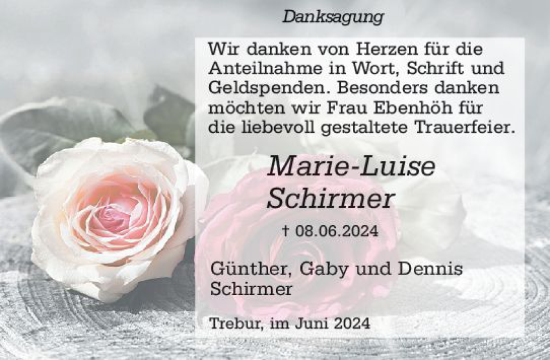 Traueranzeige von Marie-Luise Schirmer von Rüsselsheimer Echo