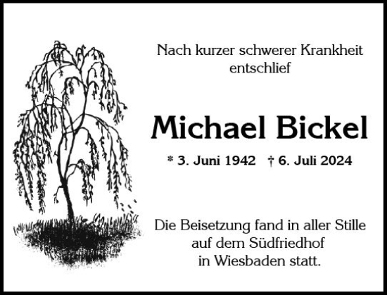 Traueranzeige von Michael Bickel von Wiesbadener Kurier