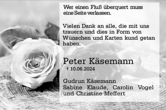Traueranzeige von Peter Käsemann von Darmstädter Echo