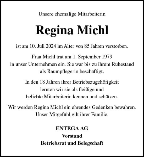 Traueranzeige von Regina Michl von Odenwälder Echo
