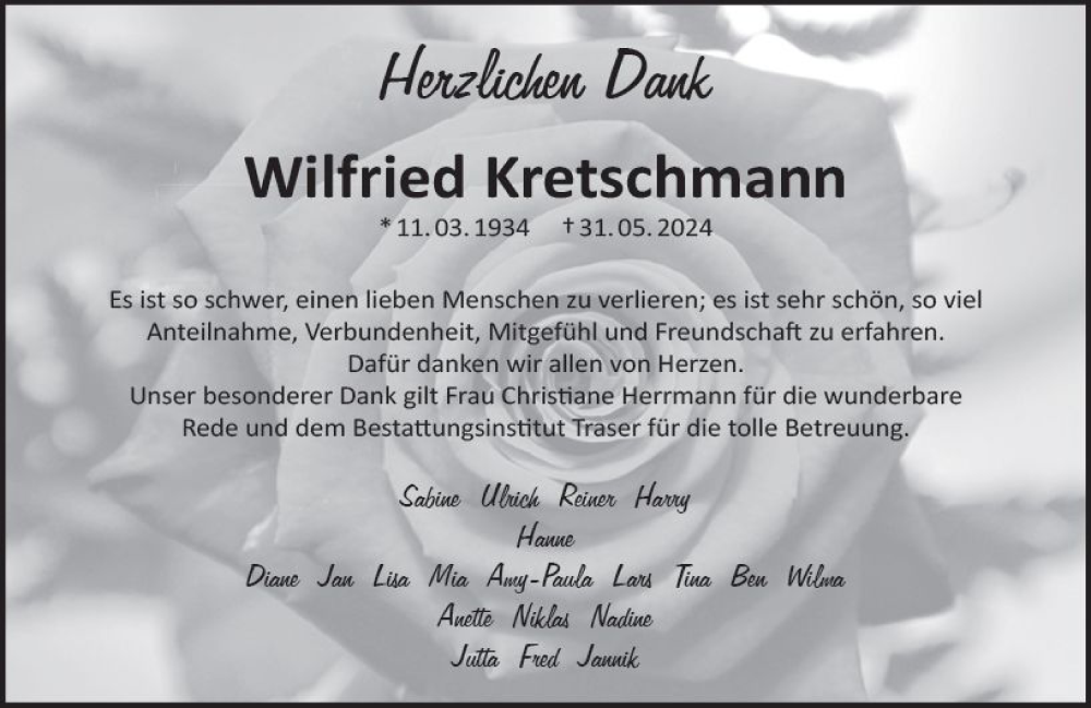  Traueranzeige für Wilfried Kretschmann vom 06.07.2024 aus Darmstädter Echo