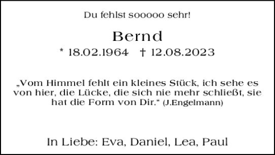 Traueranzeige von Bernd Wagner von Wetzlarer Neue Zeitung