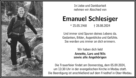 Traueranzeige von Emanuel Schlesiger von Darmstädter Echo