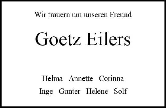 Traueranzeige von Goetz Eilers von Darmstädter Echo