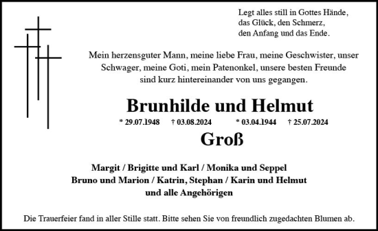 Traueranzeige von Helmut Groß von Wiesbadener Kurier