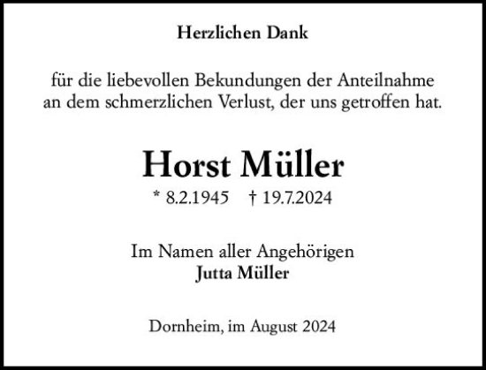 Traueranzeige von Horst Müller von Groß-Gerauer Echo