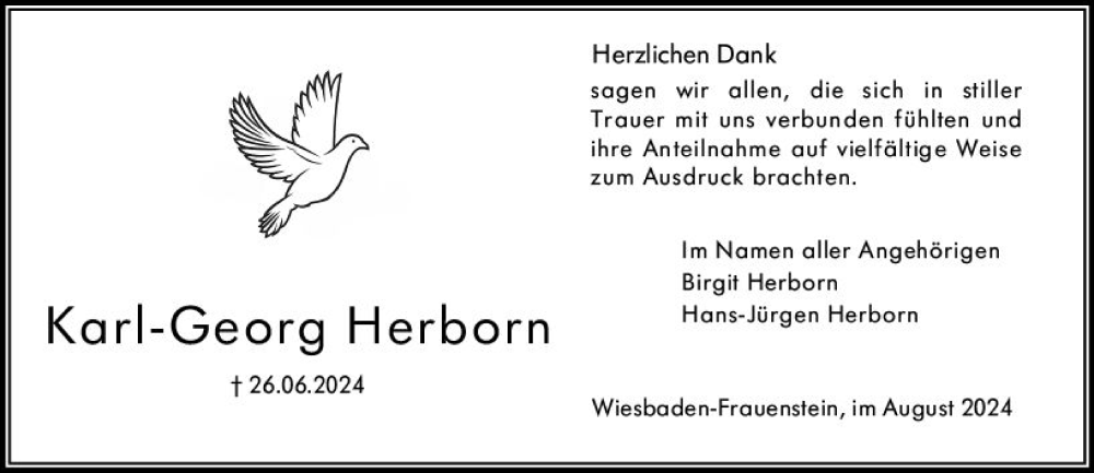  Traueranzeige für Karl-Georg Herborn vom 03.08.2024 aus Wiesbadener Kurier