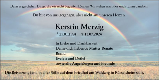 Traueranzeige von Kerstin Merzig von Rüsselsheimer Echo
