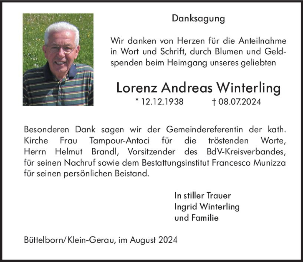 Traueranzeige für Lorenz Andreas Winterling vom 10.08.2024 aus Groß-Gerauer Echo