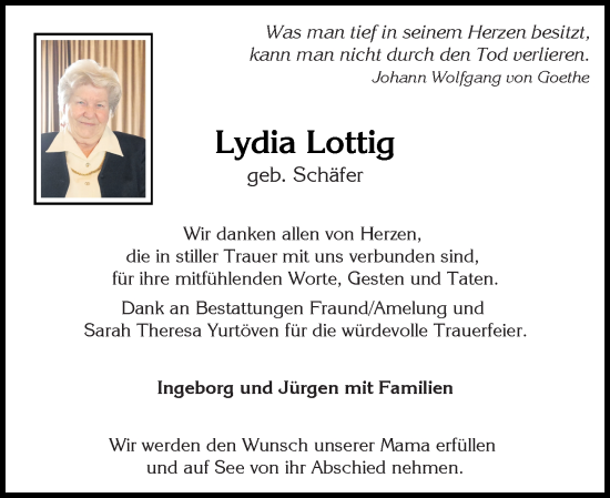 Traueranzeige von Lydia Lottig von Wiesbadener Kurier