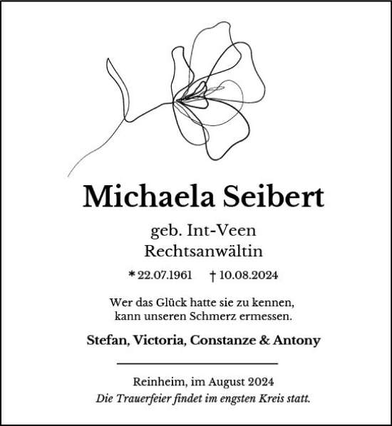 Traueranzeige von Michaela Seibert von Darmstädter Echo