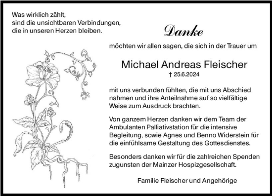 Traueranzeige von Michael Andreas Fleischer von Allgemeine Zeitung Mainz