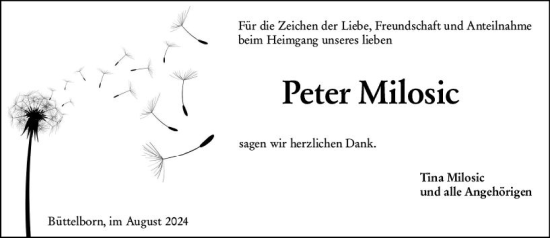 Traueranzeige von Peter Milosic von Groß-Gerauer Echo