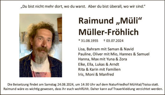 Traueranzeige von Raimund Müller-Fröhlich von Darmstädter Echo