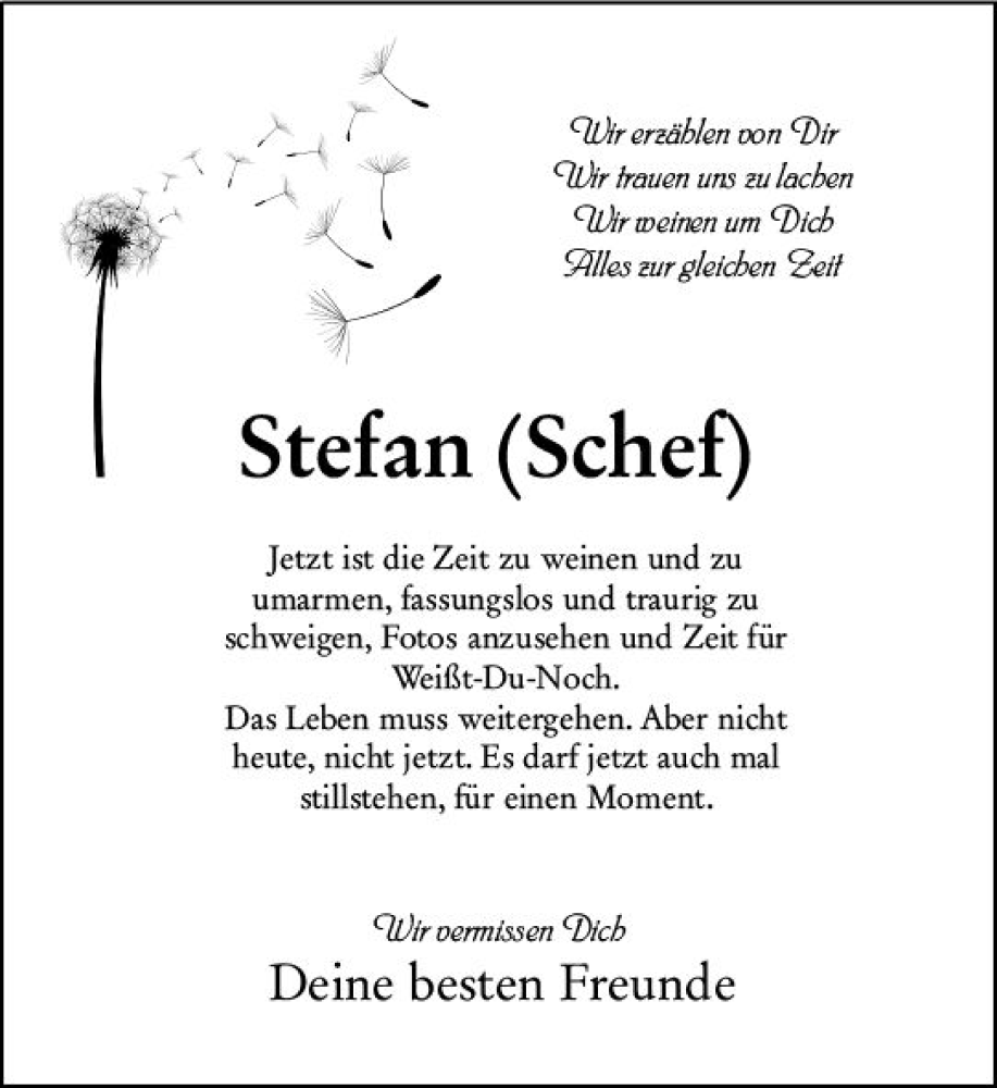  Traueranzeige für Stefan  vom 10.08.2024 aus Weilburger Tageblatt