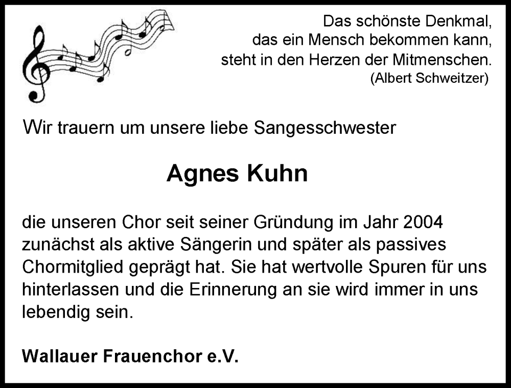 Traueranzeige für Agnes Kuhn vom 25.09.2024 aus Hinterländer Anzeiger
