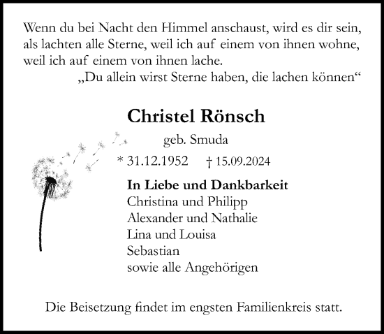 Traueranzeige von Christel Rönsch von Groß-Gerauer Echo