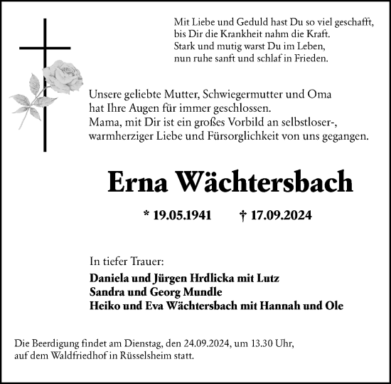 Traueranzeige von Erna Wächtersbach von Rüsselsheimer Echo