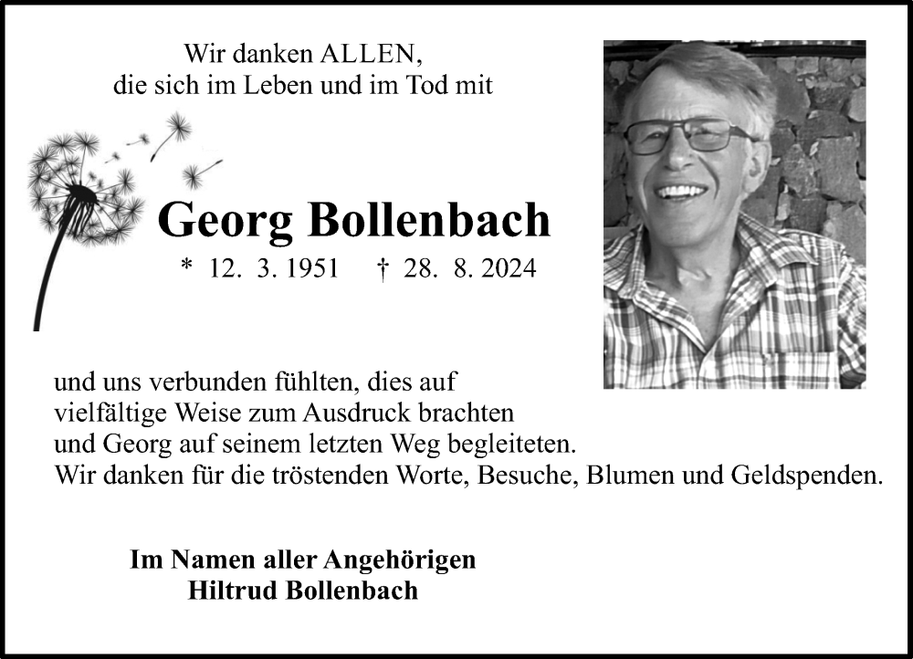  Traueranzeige für Georg Bollenbach vom 28.09.2024 aus Allgemeine Zeitung Rheinhessen-Nahe