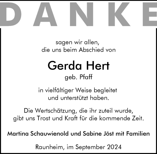 Traueranzeige von Gerda Hert von Rüsselsheimer Echo