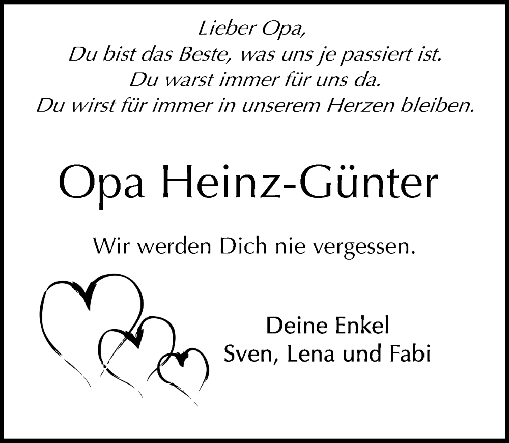  Traueranzeige für Heinz Günter Ripper vom 14.09.2024 aus Odenwälder Echo