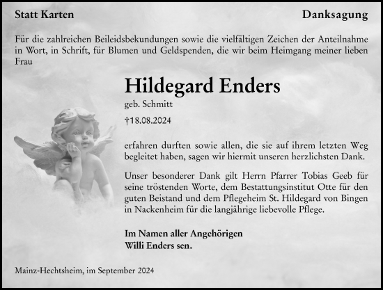 Traueranzeige von Hildegard Enders von Allgemeine Zeitung Mainz