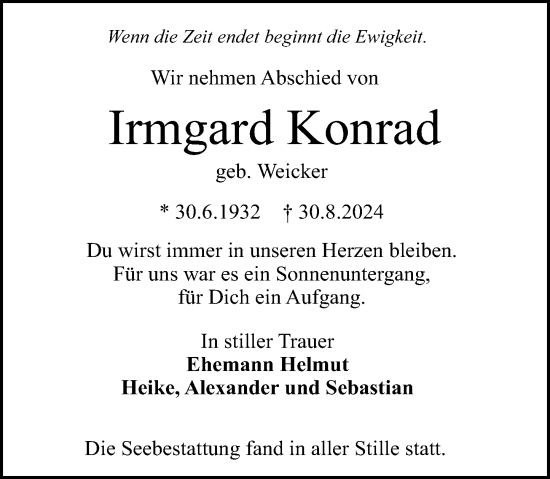 Traueranzeige von Irmgard Konrad von Darmstädter Echo