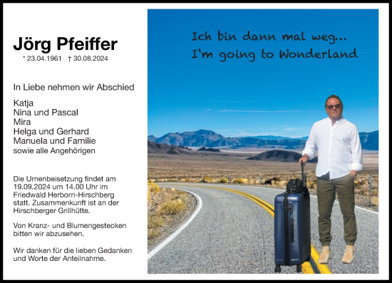 Traueranzeige von Jörg Pfeiffer von Dill Block