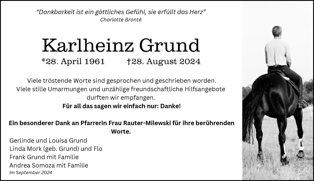  Traueranzeige für Karlheinz Grund vom 28.09.2024 aus Wiesbadener Kurier