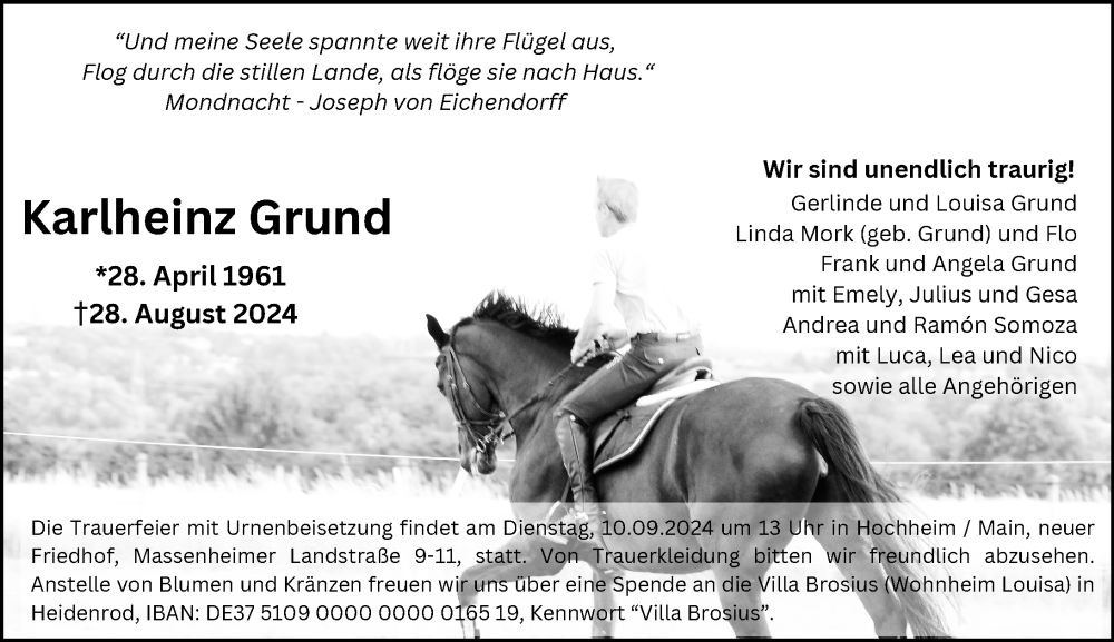  Traueranzeige für Karlheinz Grund vom 07.09.2024 aus Wiesbadener Kurier