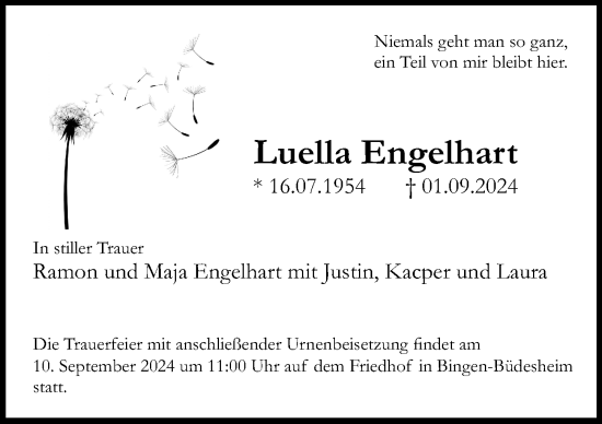 Traueranzeige von Luella Engelhart von Allgemeine Zeitung Rheinhessen-Nahe