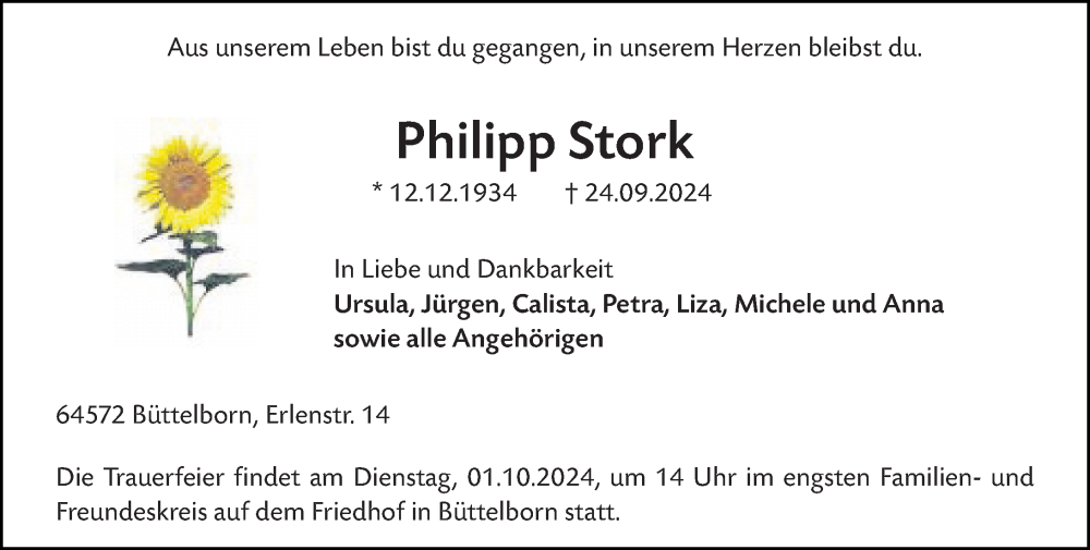  Traueranzeige für Philipp Stork vom 28.09.2024 aus Groß-Gerauer Echo