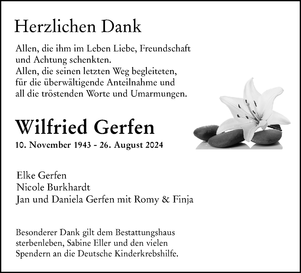 Traueranzeige für Wilfried Gerfen vom 28.09.2024 aus Darmstädter Echo