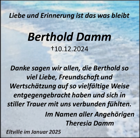 Traueranzeige von Berthold Damm von Rheingau Kurier